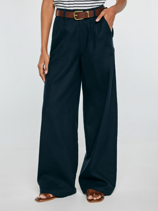 Široké dámske nohavice s prímesou ľanu MALUSI 403